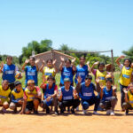 Girls in the Joaju League on the soccer field.