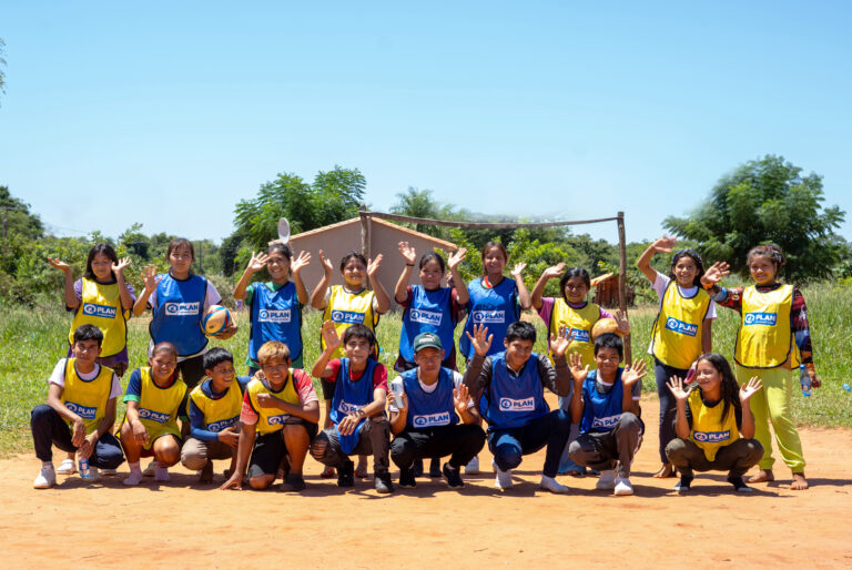 Girls in the Joaju League on the soccer field.