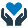 Icon graphic of hands and heart