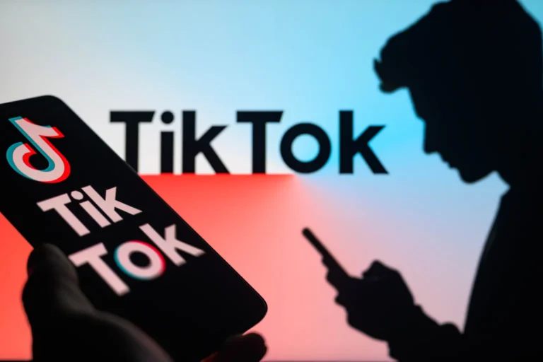 Person on phone using TikTok application