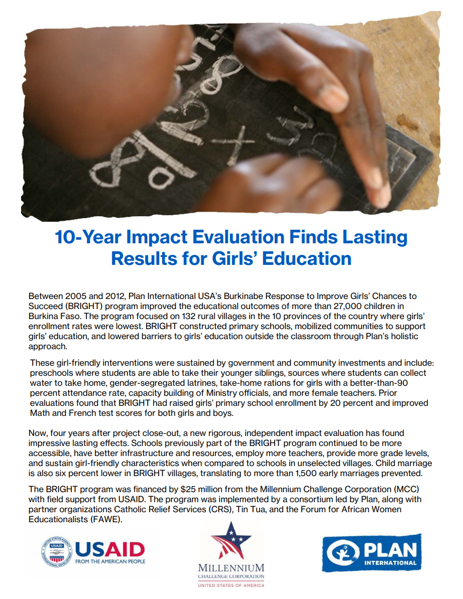 BRIGHT Program in Burkinabe report summary