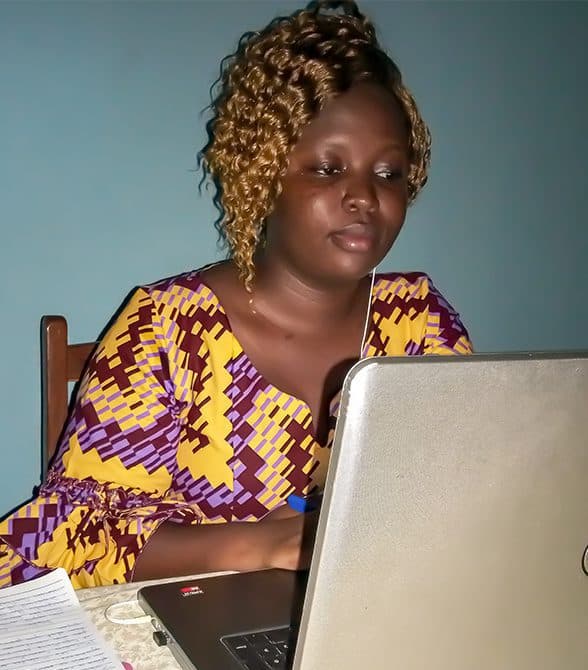 Girl working on the computer