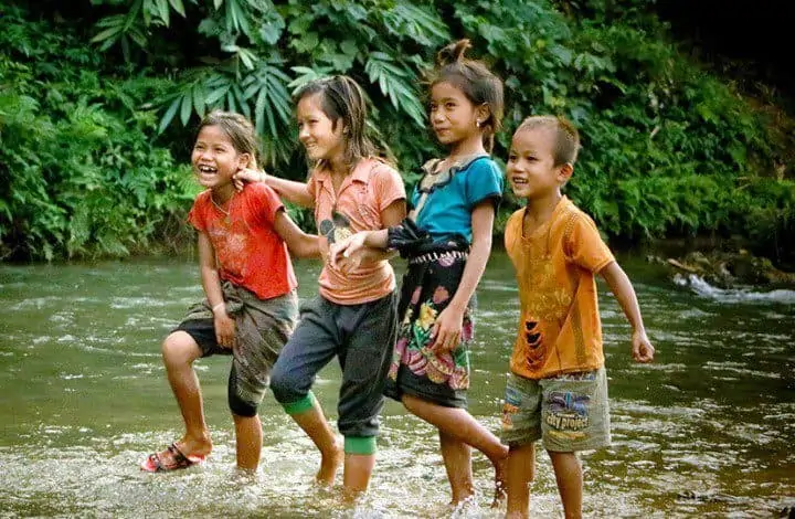 Children playing in water
