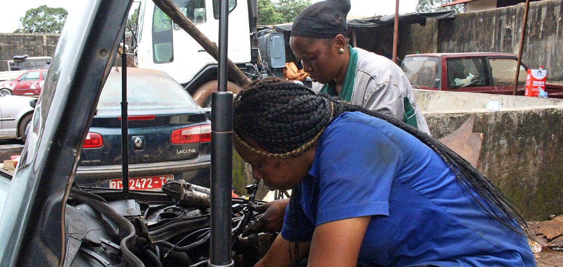 Female mechanics at work
