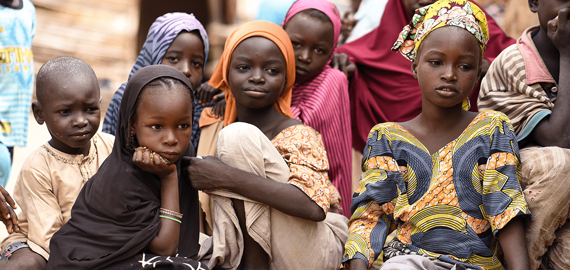 Children in an internally displaced persons camp (IDP camp) in Nigeria, Africa