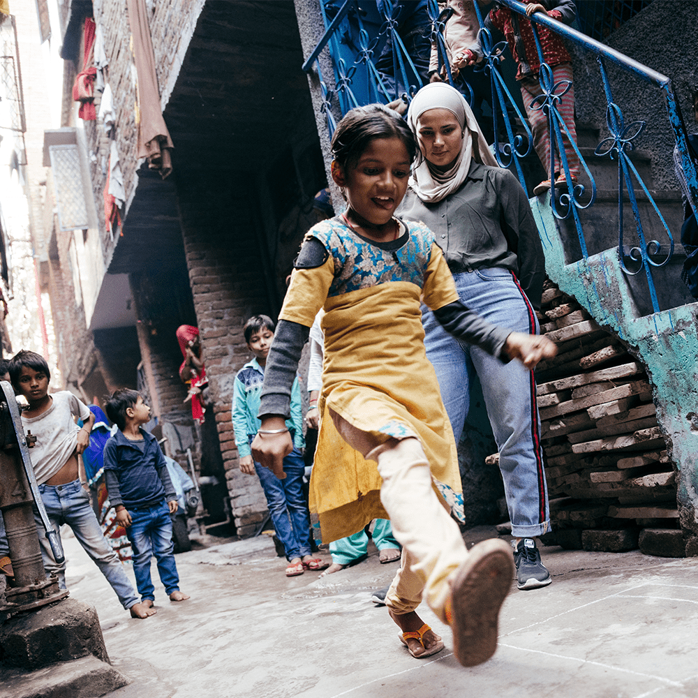 Priya, age 8, lives in Dehli, India, pictured here running