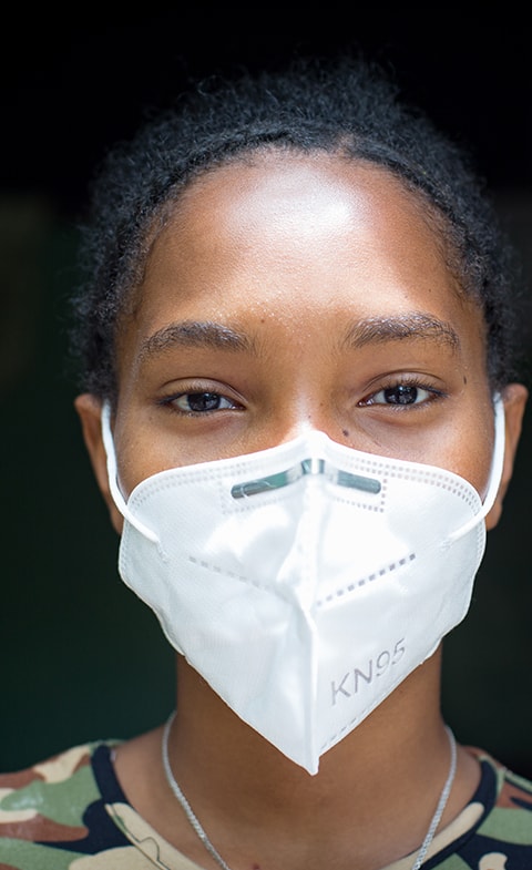 Girl Wearing Mask For Protection