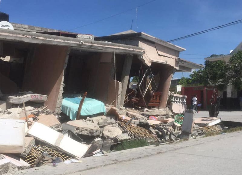 The August 14, 2021 earthquake in Haiti destroyed buildings like this home