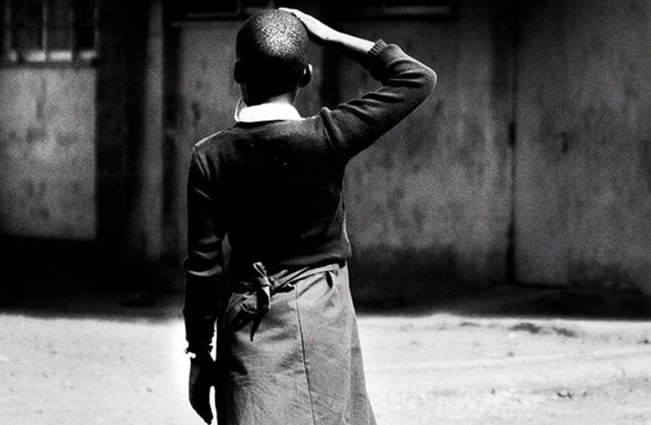 Lucy in Kenya, in black and white