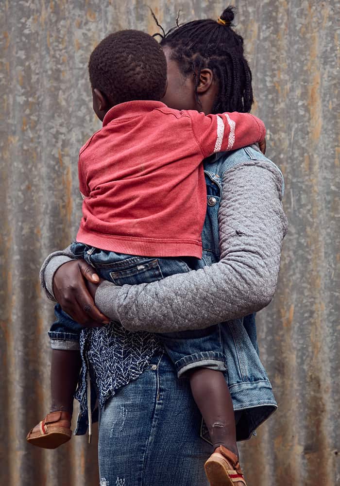 Mercy from Kenya, with her 3-year-old son, Rama. 