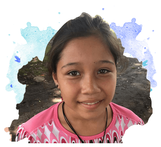 Mexico country page stats section image of little girl in front of paint splotches.