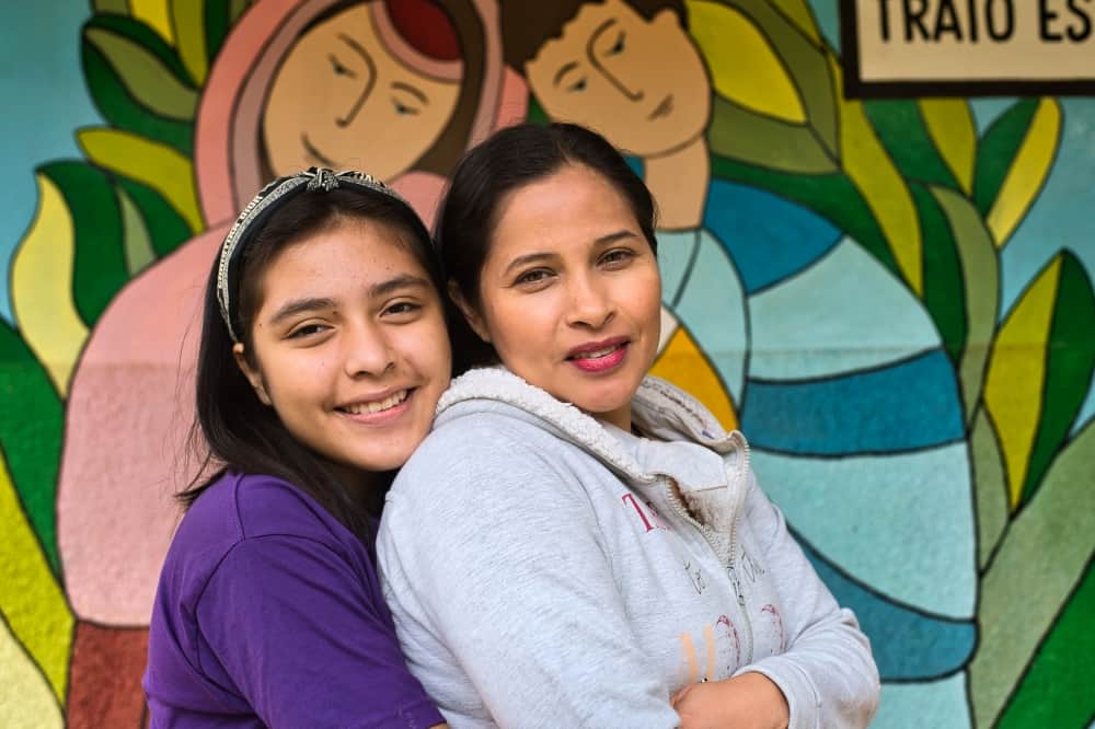 Yordana and her mother pose for a photo together.