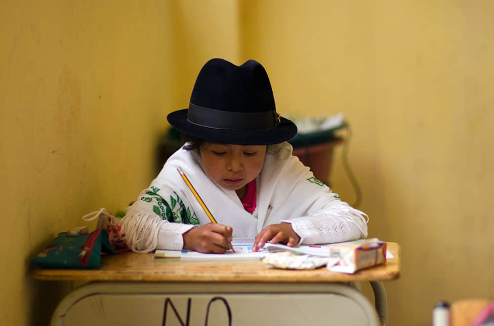 Anaha, 9, works hard in school.