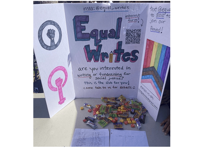 Photo of a Youth Leadership Academy project titled 'Equal Writes'