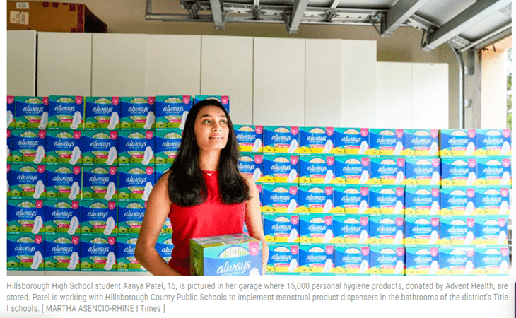 Screenshot from a Tampa Bay Times article highlighting a YLA 2021 Alum and their project!