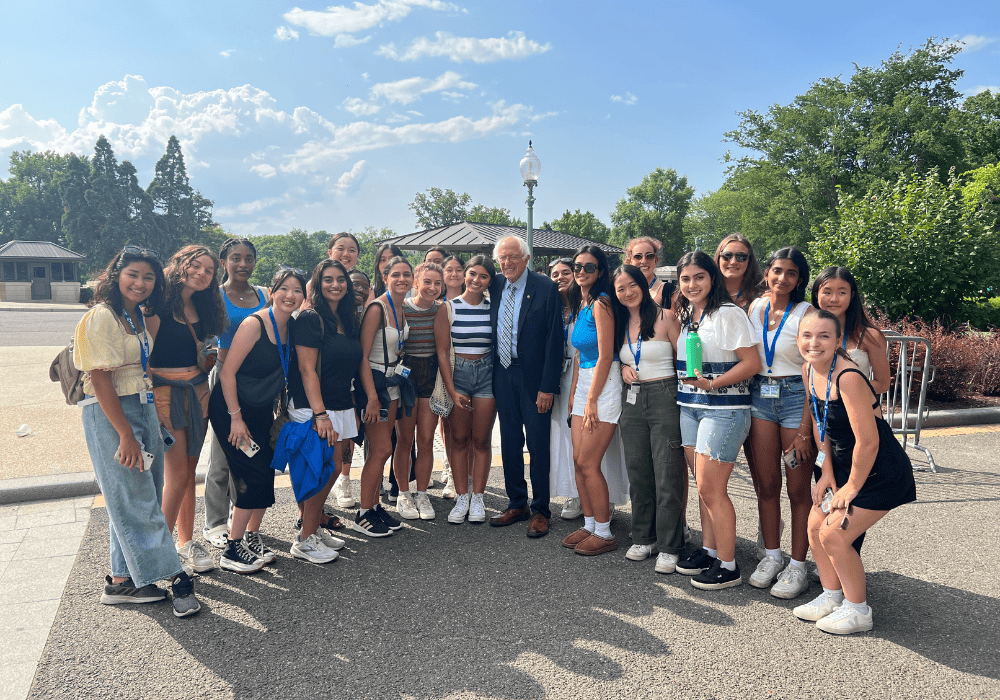 Senator Bernie Sanders poses with a group of YLA participants in Washington, D.C. 