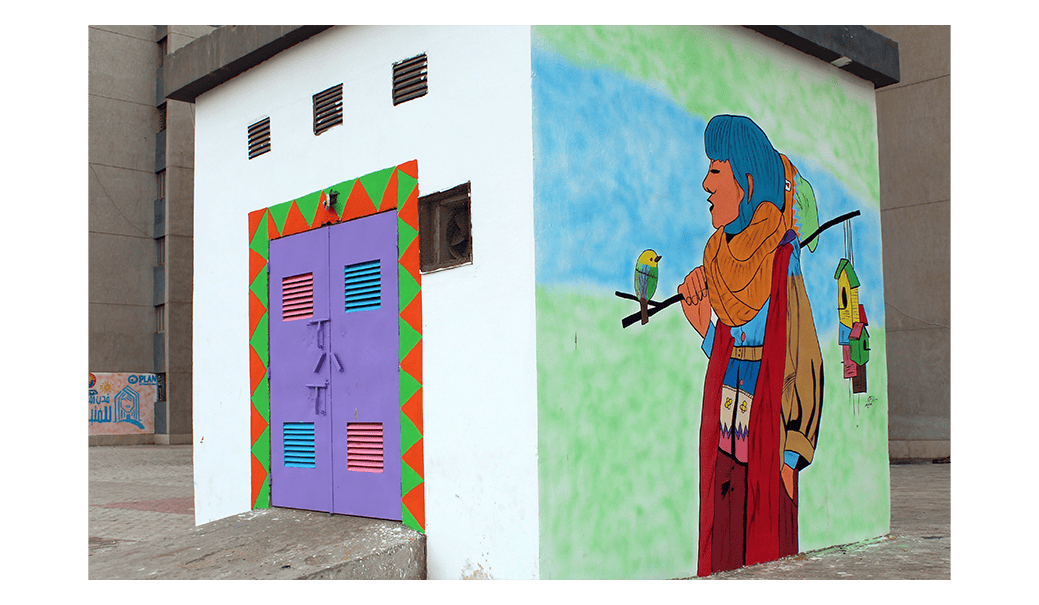 One of the projects supported by Plan’s We Are the Girls campaign in Egypt incorporated art into its activities, including organizing girls to paint a series of murals on walls and waiting areas at the bus stop featuring colorful and inspirational images about girls’ safety.  “We have learned that by art we can express our feelings without uttering a sound,” Mona, one of the project’s participants, said. 