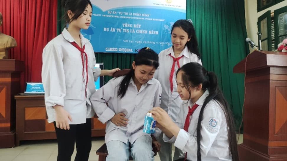 Girls in Vietnam participate in peer educator training.