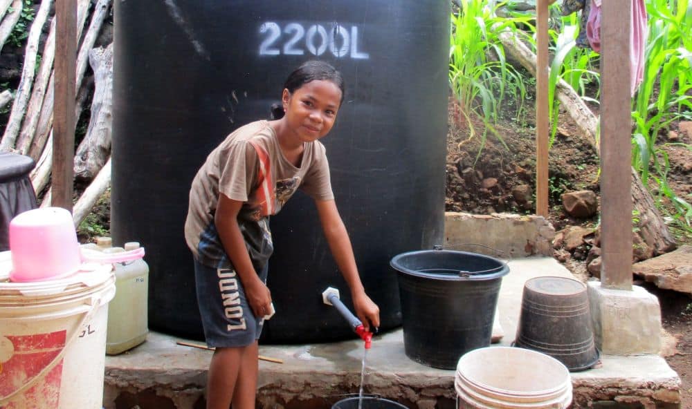 In Indonesia, sponsored child Apriana, 12, no longer has to walk long distances to collect water and is able to focus on her education instead. 